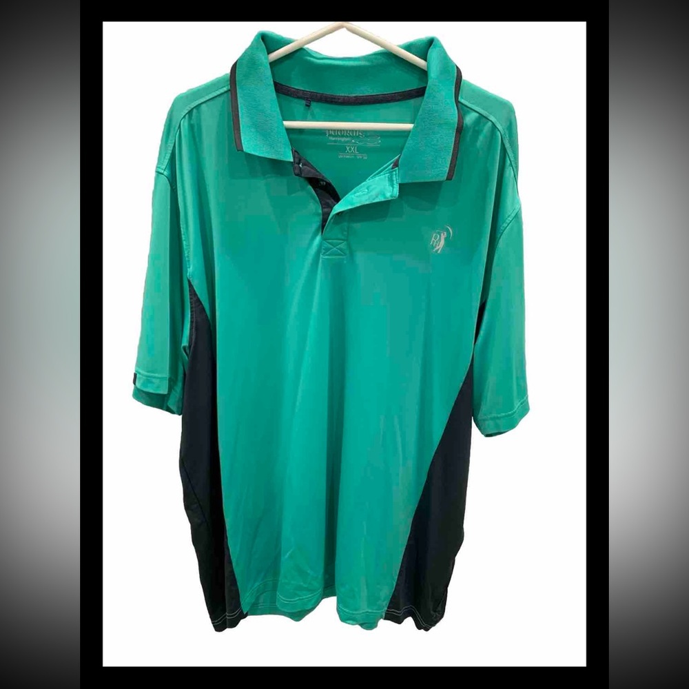 Padrais Harrington Men's Aqua Blue/ Black  Polo Shirt Size XXL